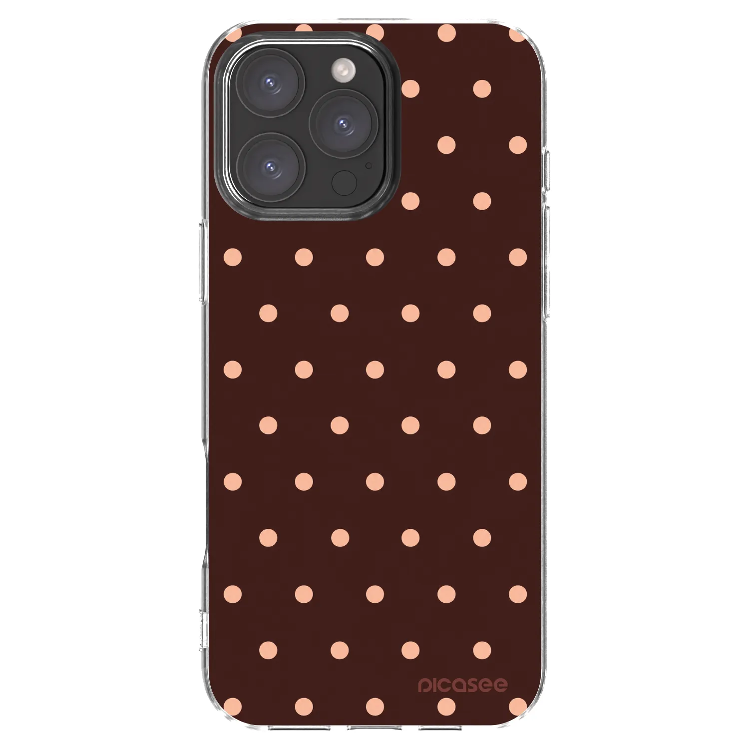 Picasee silikonski prozorni ovitek za Apple iPhone 16 Pro Max - Peach Dots & Chocolate
