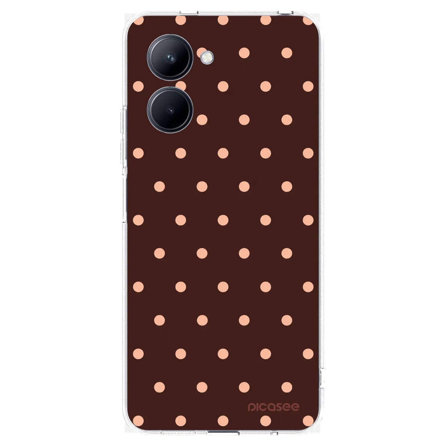 Picasee silikonski prozorni ovitek za Realme C33 (2023) - Peach Dots & Chocolate