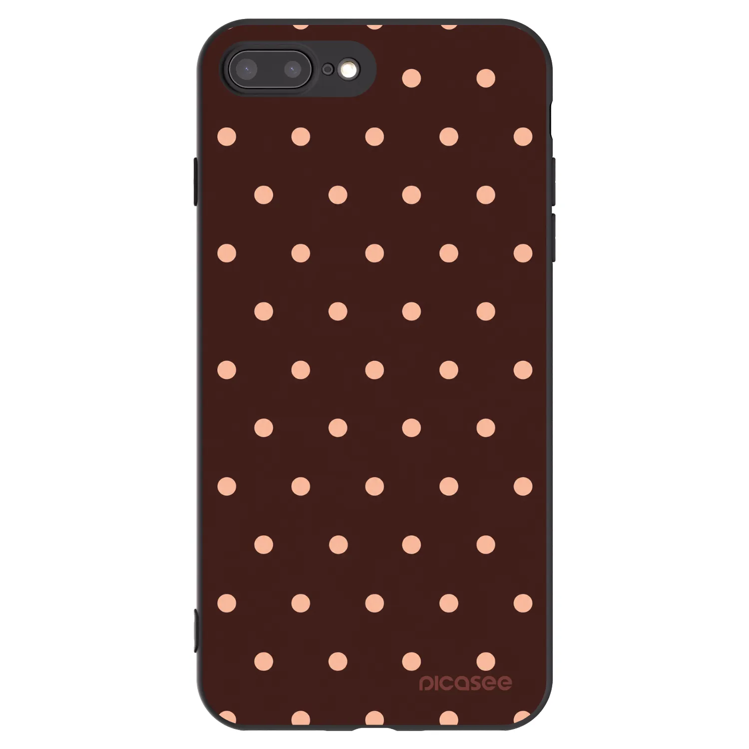 Picasee silikonski črni ovitek za Apple iPhone 8 Plus - Peach Dots & Chocolate