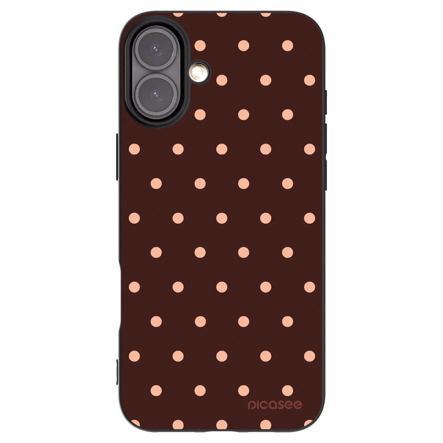 Picasee silikonski črni ovitek za Apple iPhone 16 Plus - Peach Dots & Chocolate