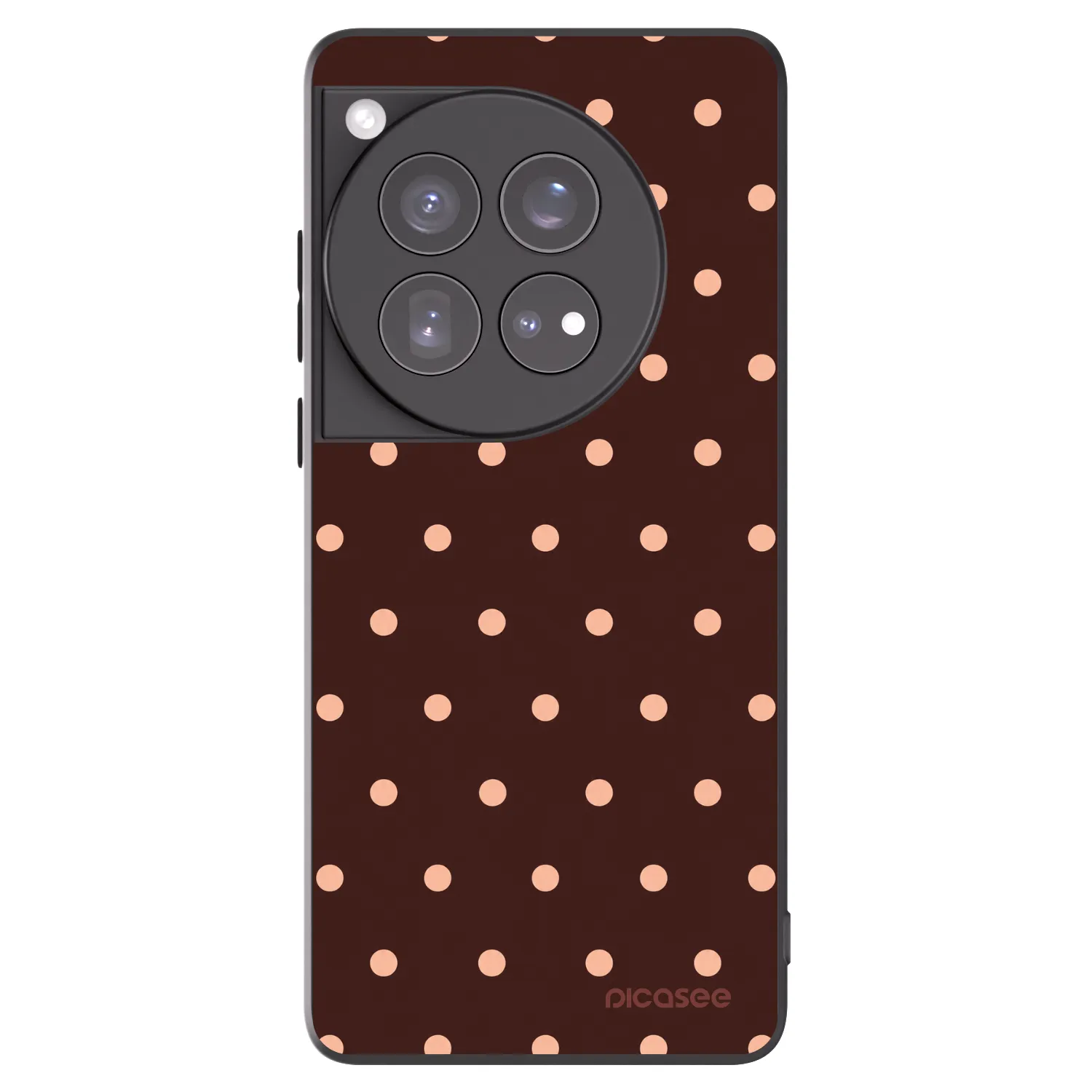 Picasee silikonski črni ovitek za OnePlus 12 5G - Peach Dots & Chocolate