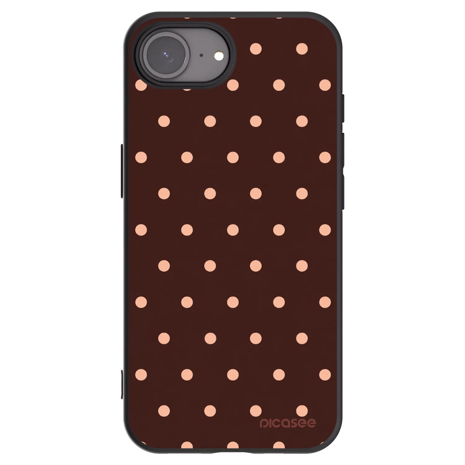 Picasee silikonski črni ovitek za Apple iPhone 16e - Peach Dots & Chocolate