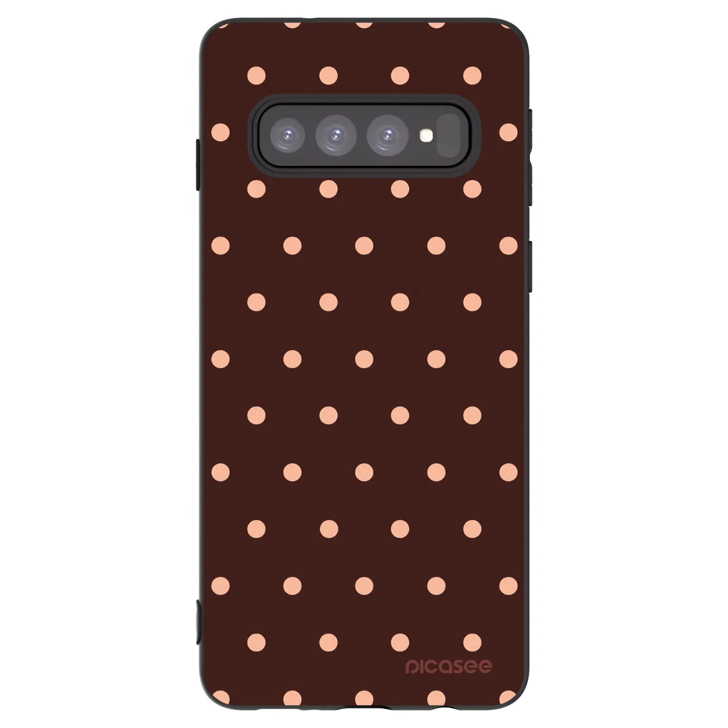 Picasee silikonski črni ovitek za Samsung Galaxy S10 G973 - Peach Dots & Chocolate