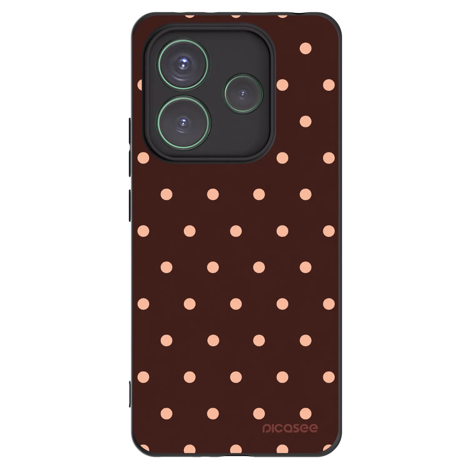 Picasee silikonski črni ovitek za Xiaomi Redmi Note 14 5G - Peach Dots & Chocolate
