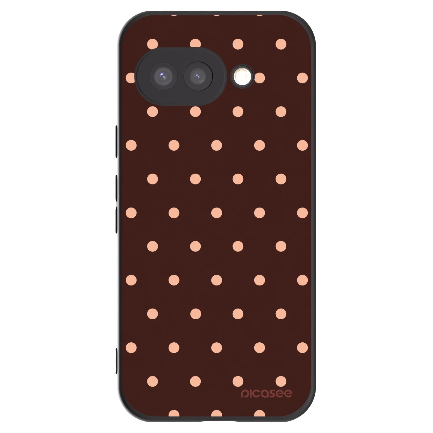 Picasee silikonski črni ovitek za Google Pixel 9a - Peach Dots & Chocolate