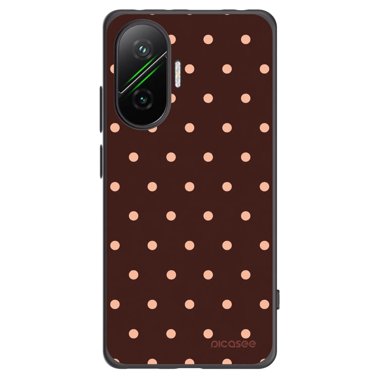 Picasee silikonski črni ovitek za Xiaomi Poco F7 5G - Peach Dots & Chocolate