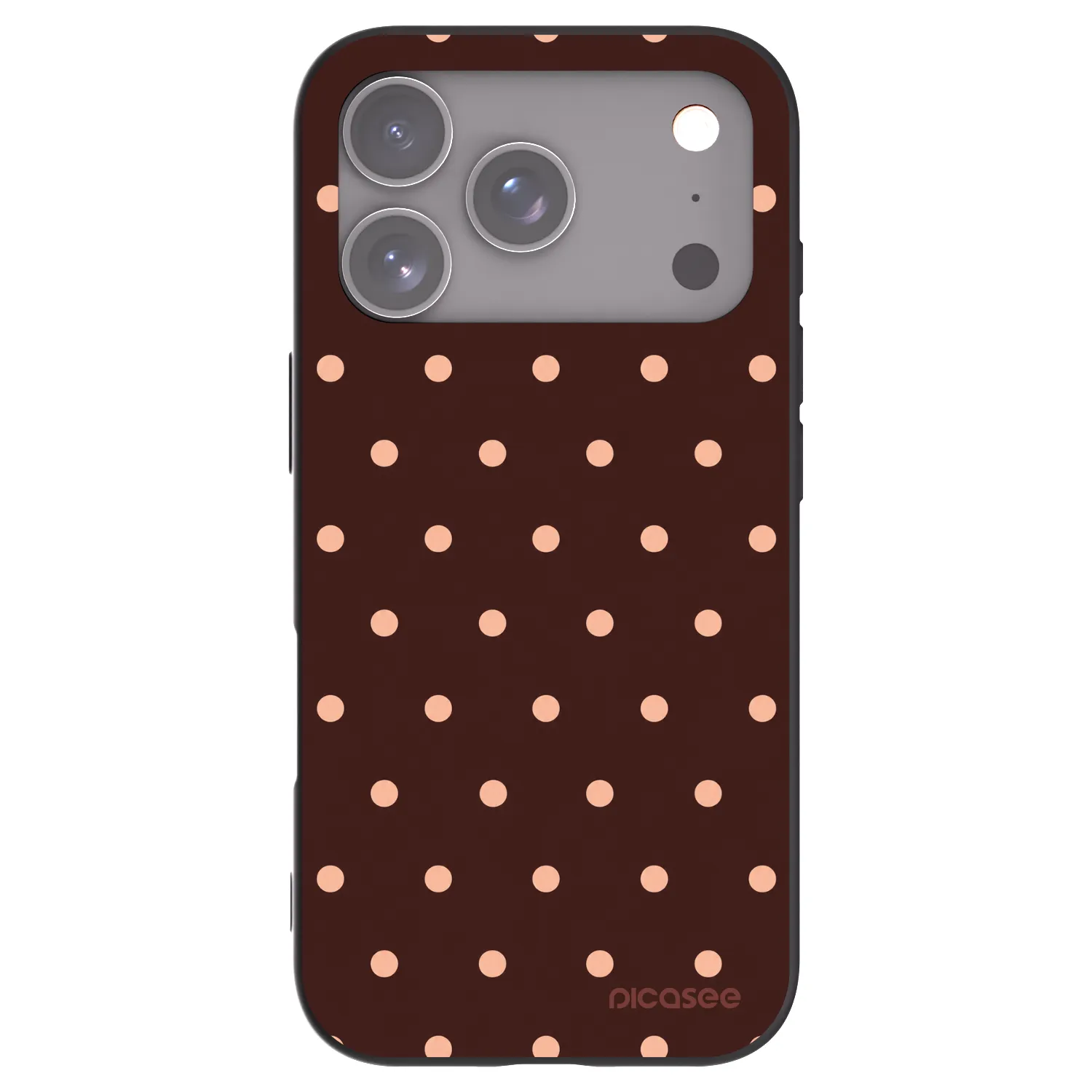Picasee silikonski črni ovitek za Apple iPhone 17 Pro - Peach Dots & Chocolate