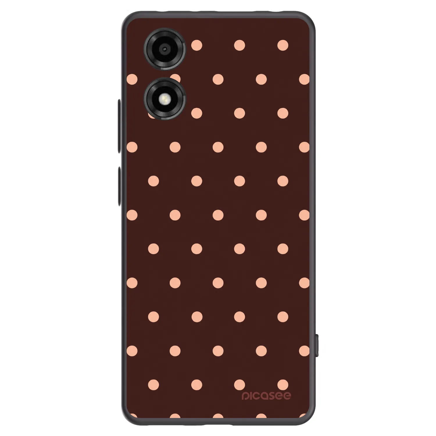 Picasee silikonski črni ovitek za Motorola Moto E14 - Peach Dots & Chocolate