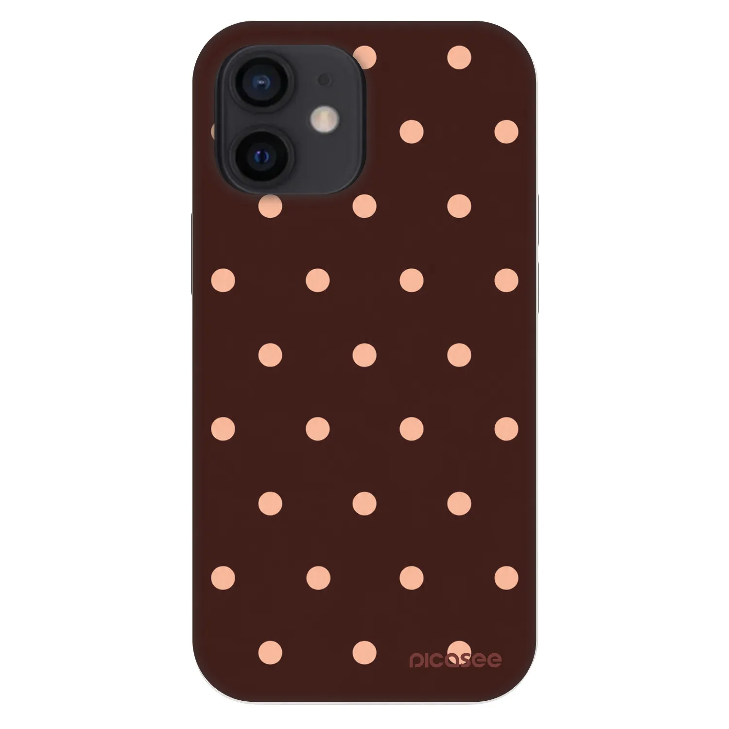 Picasee Fashion Case za Apple iPhone 12 mini - Peach Dots & Chocolate
