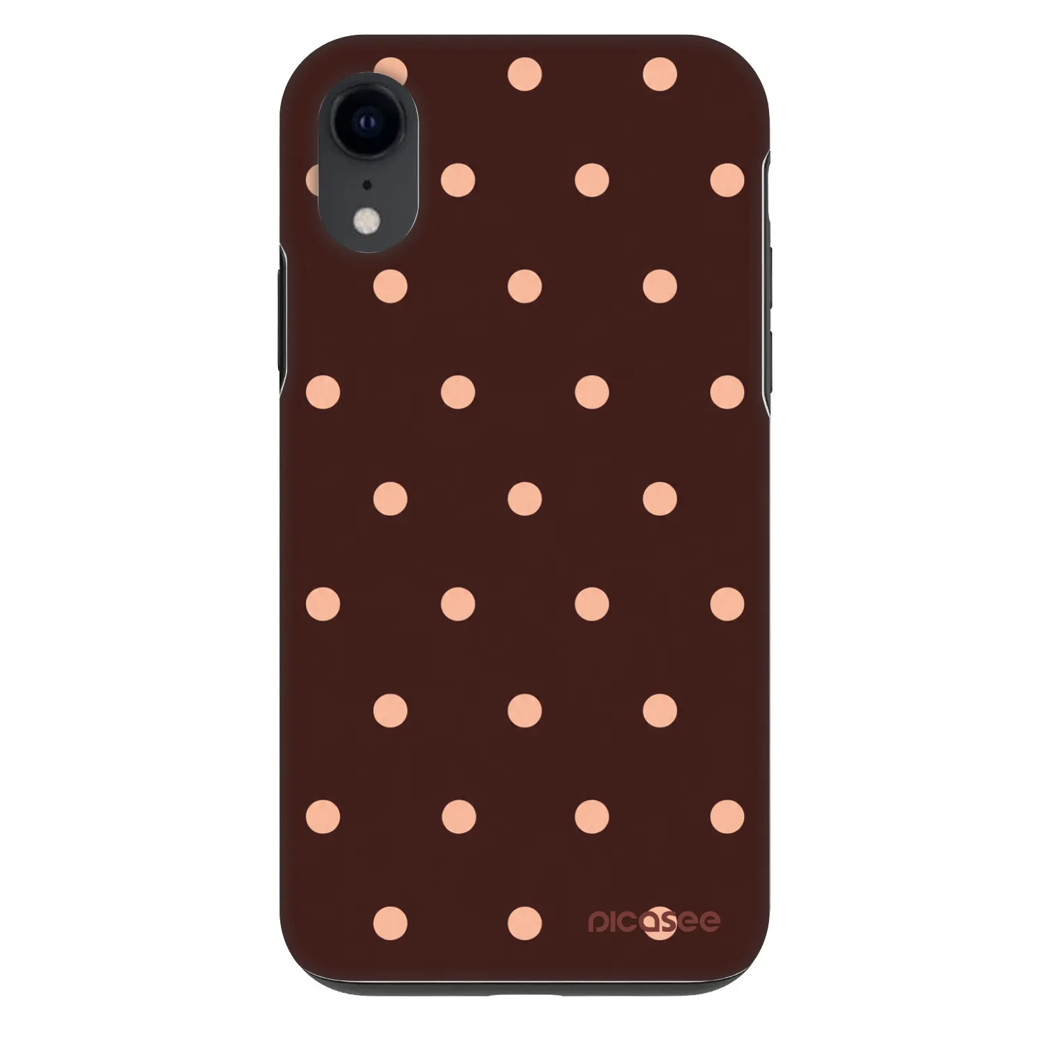 Picasee Fashion Case za Apple iPhone XR - Peach Dots & Chocolate