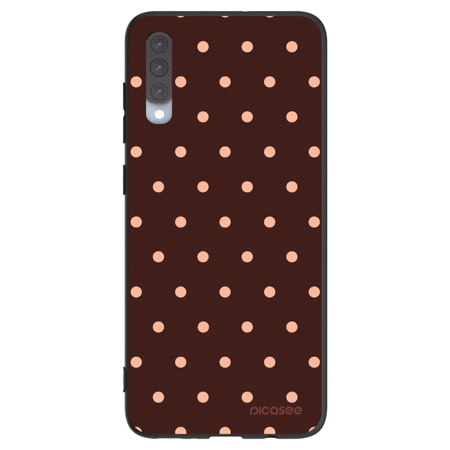 Picasee silikonski črni ovitek za Samsung Galaxy A70 A705F - Peach Dots & Chocolate