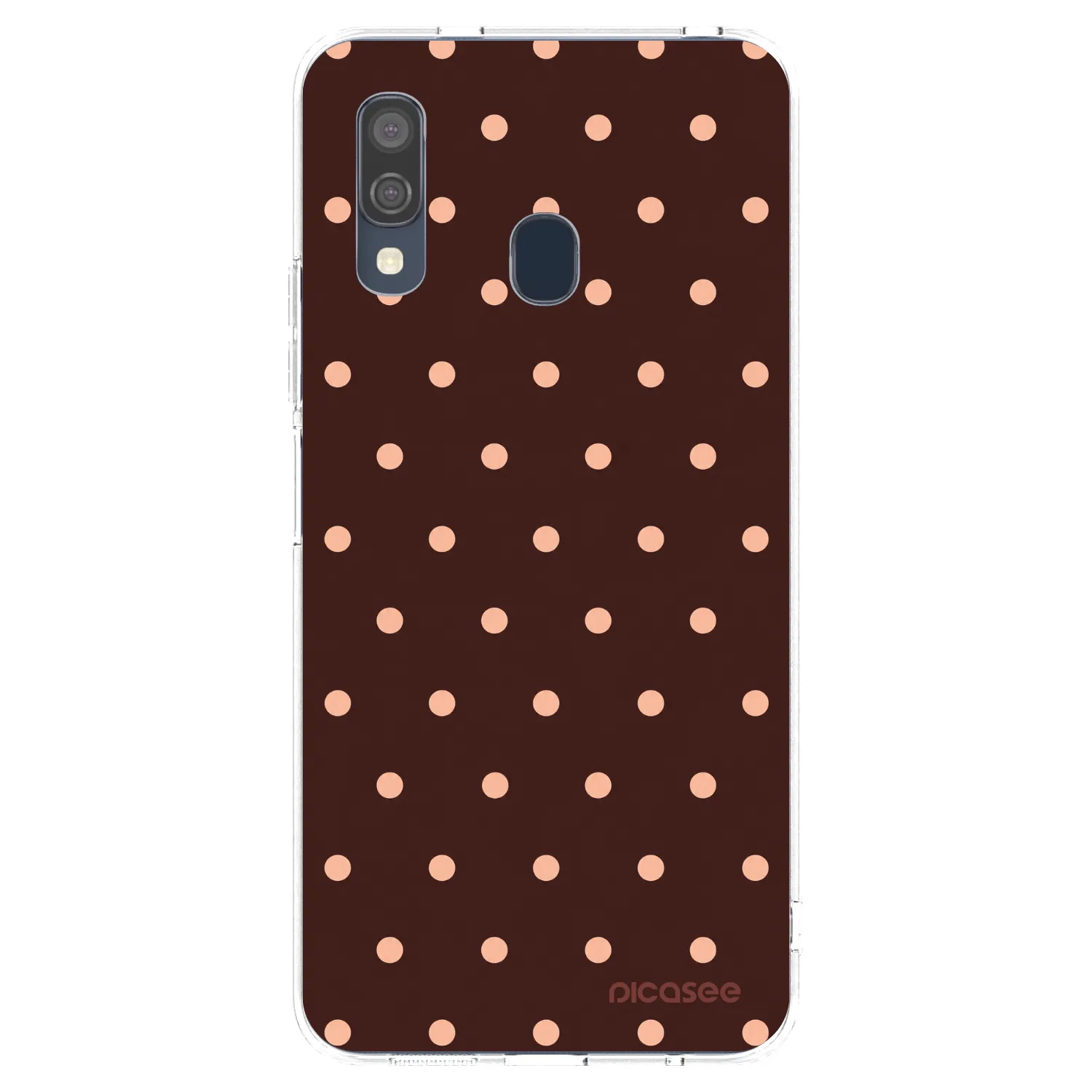 Picasee silikonski prozorni ovitek za Samsung Galaxy A40 A405F - Peach Dots & Chocolate