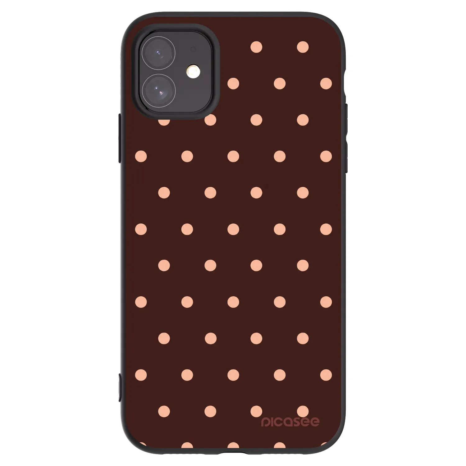 Picasee silikonski črni ovitek za Apple iPhone 11 - Peach Dots & Chocolate