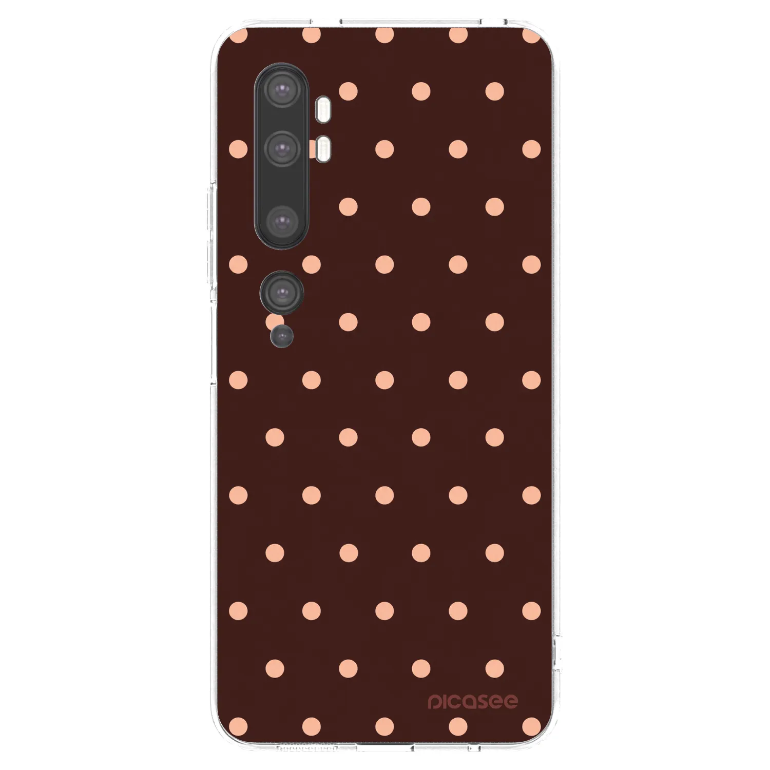 Picasee silikonski prozorni ovitek za Xiaomi Mi Note 10 (Pro) - Peach Dots & Chocolate