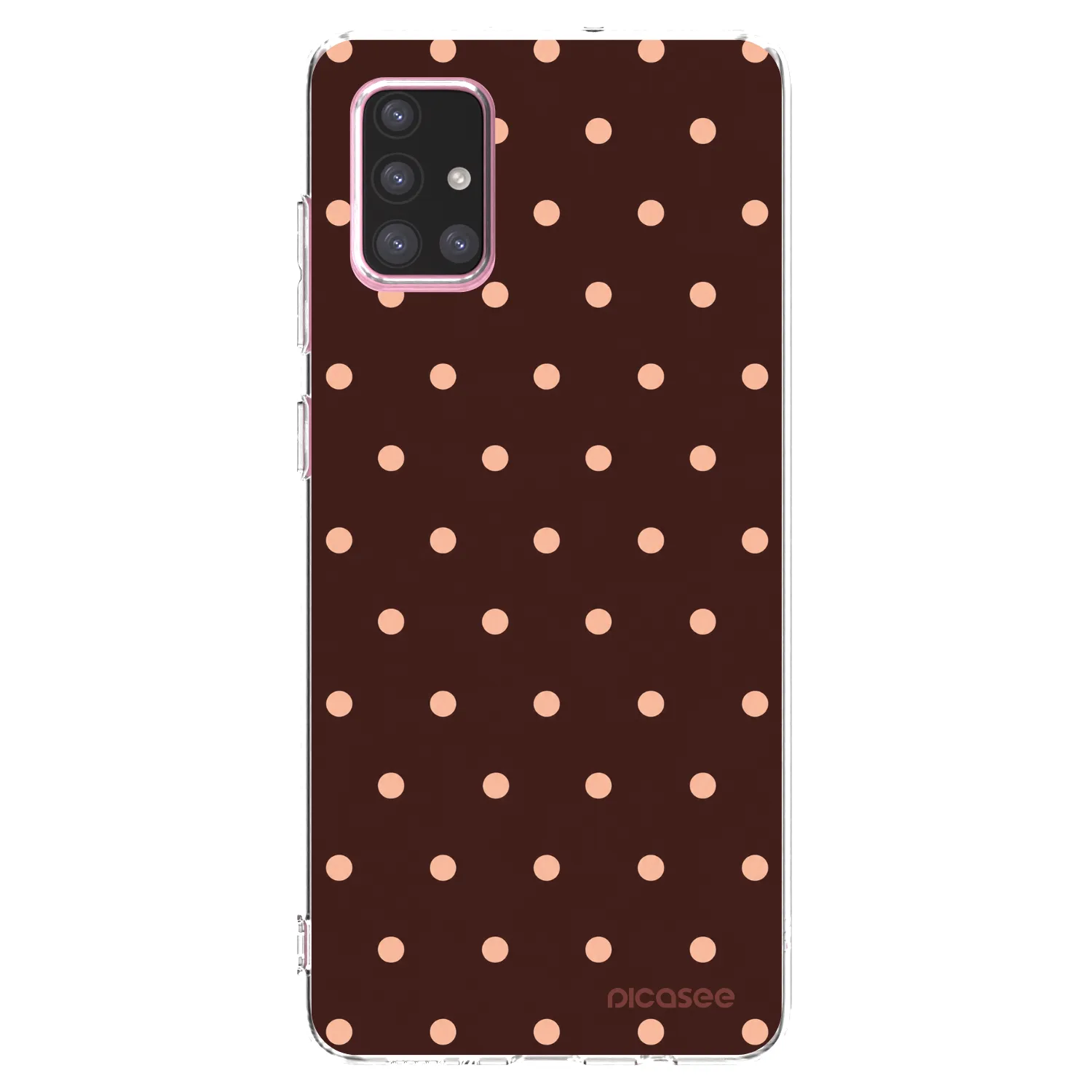 Picasee silikonski prozorni ovitek za Samsung Galaxy A71 A715F - Peach Dots & Chocolate