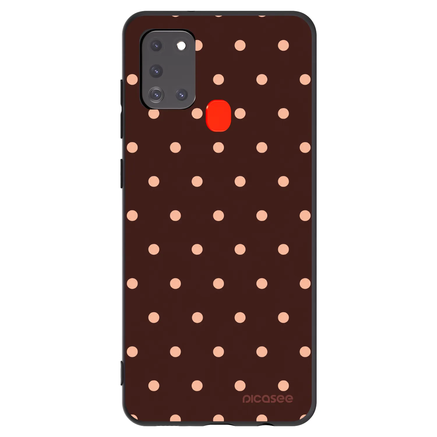 Picasee silikonski črni ovitek za Samsung Galaxy A21s - Peach Dots & Chocolate