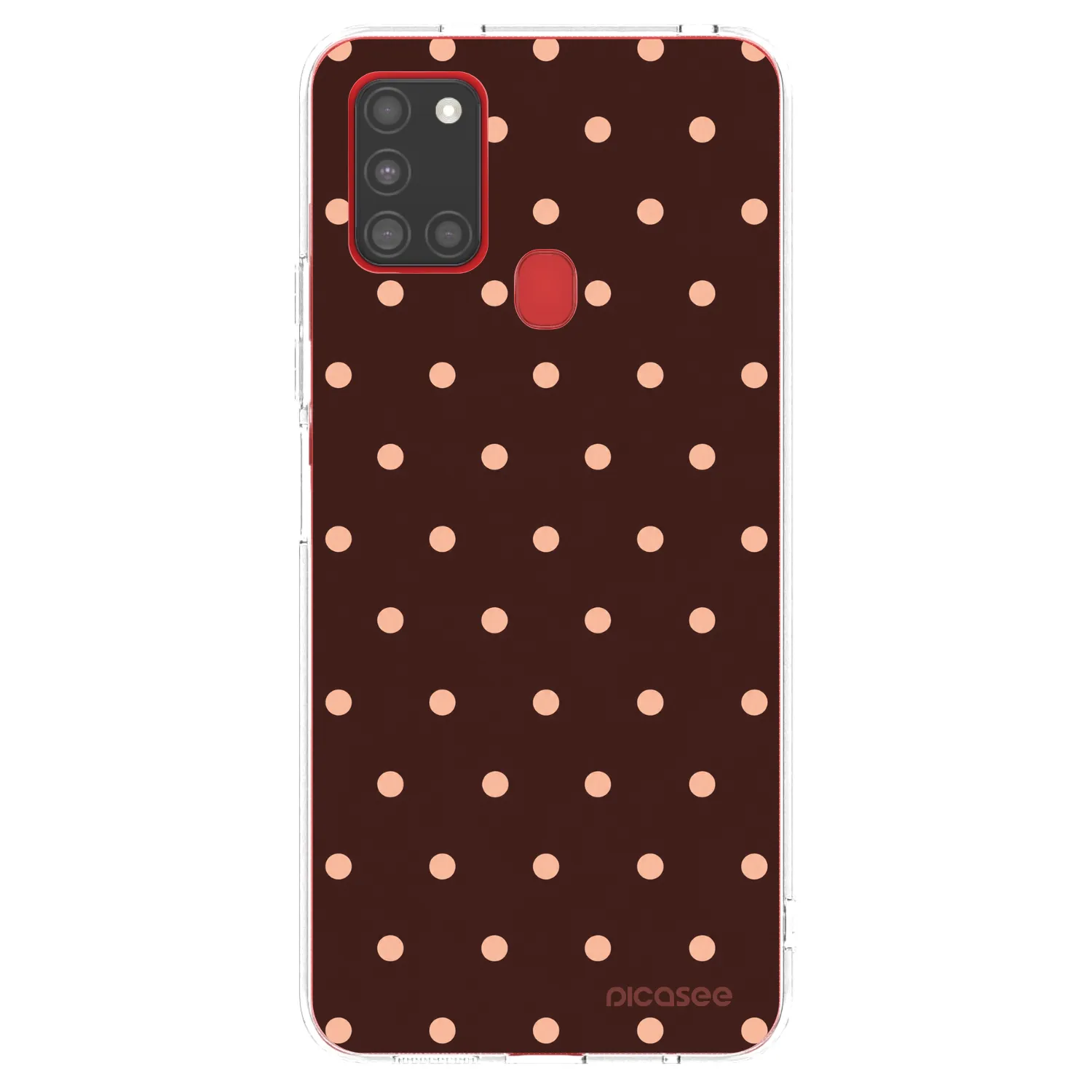 Picasee silikonski prozorni ovitek za Samsung Galaxy A21s - Peach Dots & Chocolate