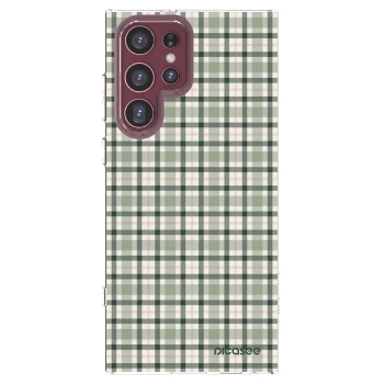 Picasee silikonski prozorni ovitek za Samsung Galaxy S22 Ultra 5G - Sage Tartan