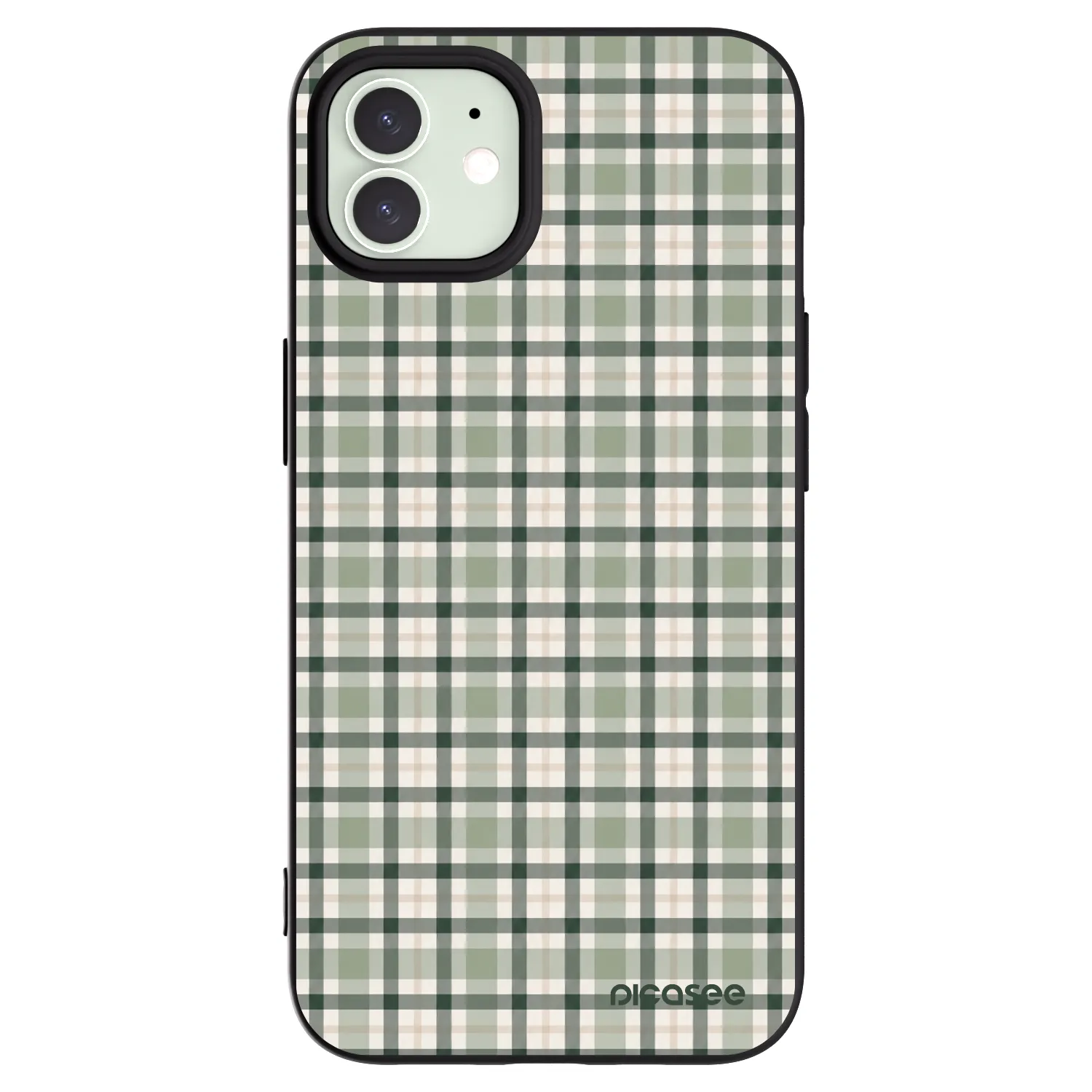 Picasee silikonski črni ovitek za Apple iPhone 12 - Sage Tartan