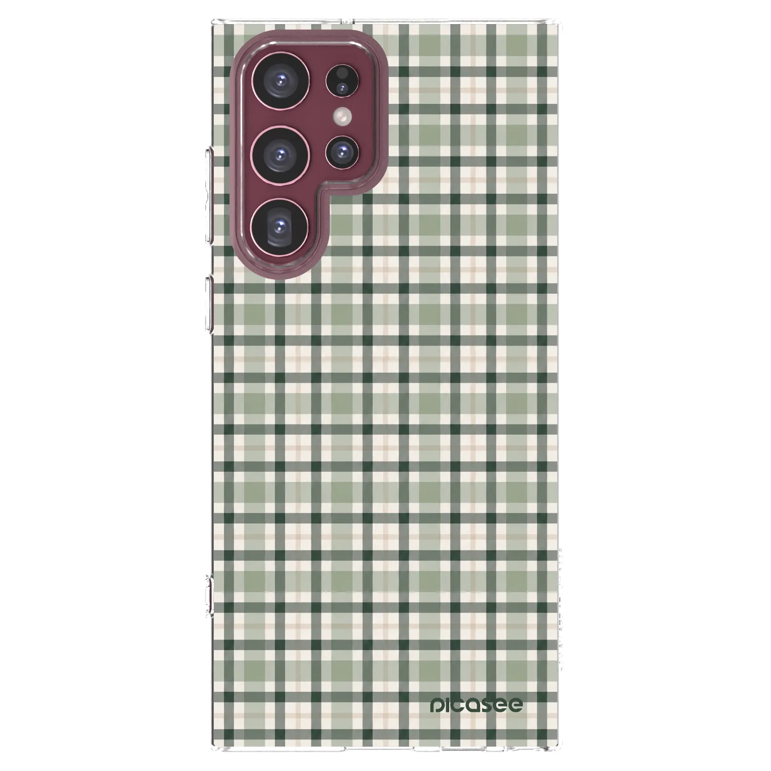 Picasee silikonski prozorni ovitek za Samsung Galaxy S22 Ultra 5G - Sage Tartan