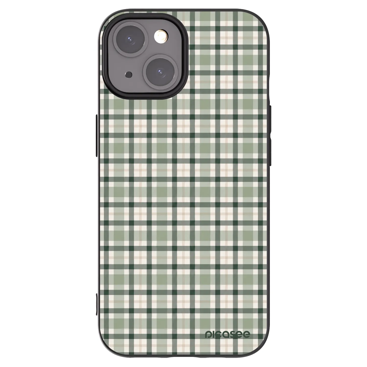 Picasee silikonski črni ovitek za Apple iPhone 15 - Sage Tartan