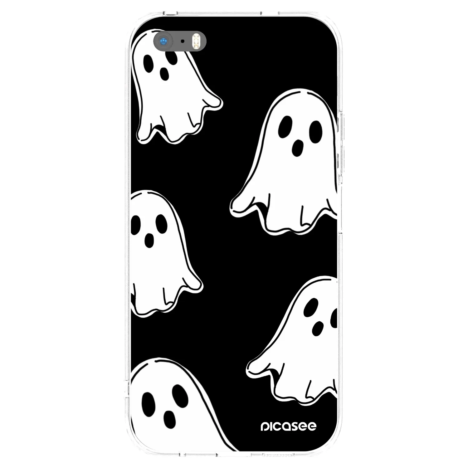 Picasee silikonski prozorni ovitek za Apple iPhone 5/5S/SE - Black ghosts