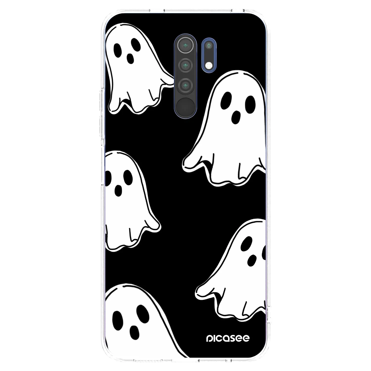 Picasee silikonski prozorni ovitek za Xiaomi Redmi 9 - Black ghosts