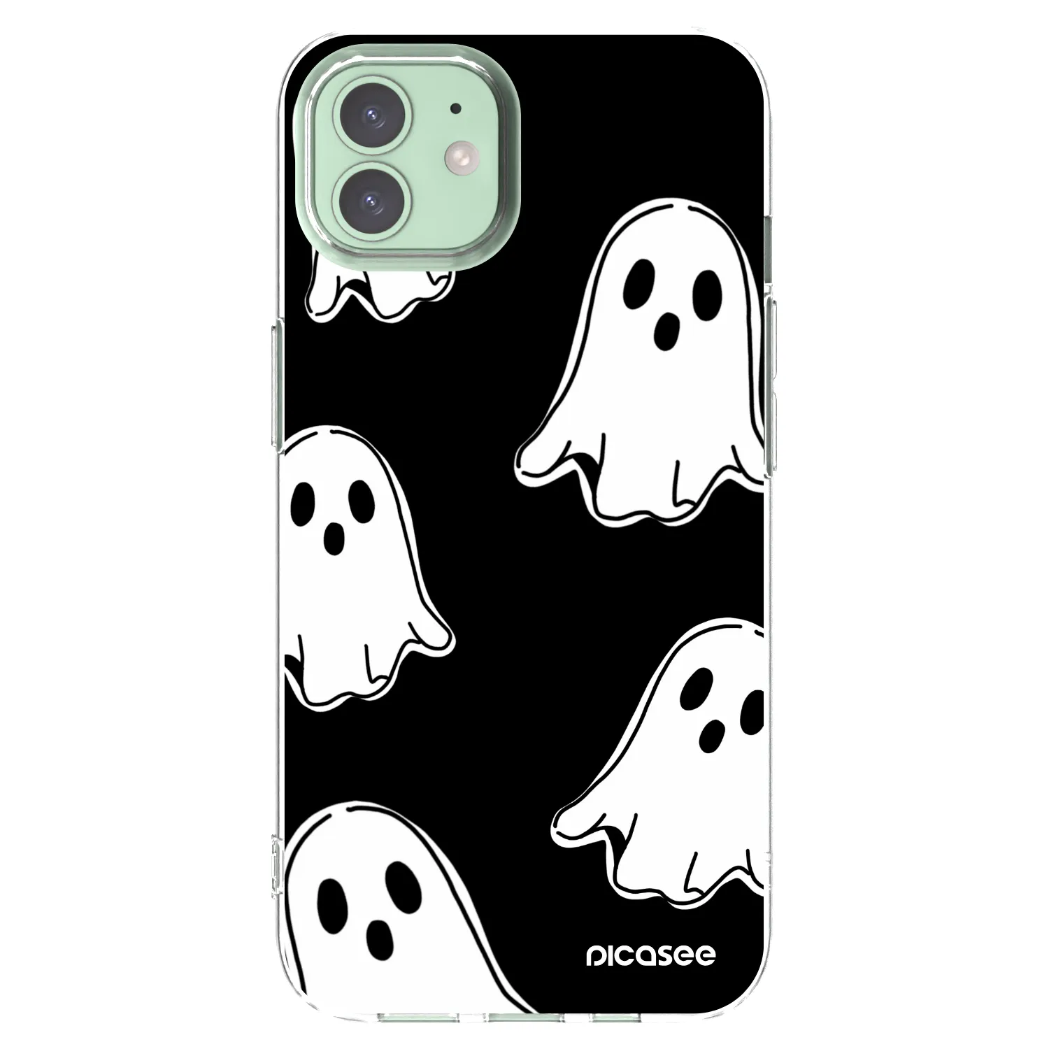 Picasee silikonski prozorni ovitek za Apple iPhone 12 - Black ghosts