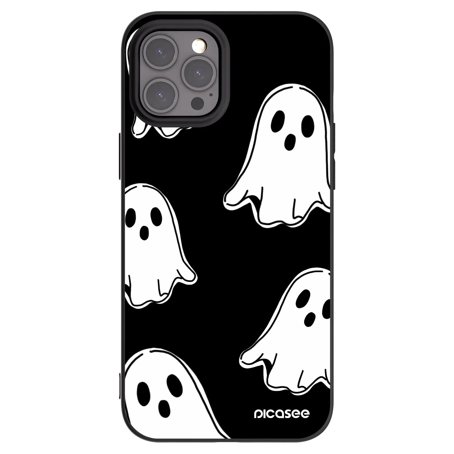 Picasee silikonski črni ovitek za Apple iPhone 12 Pro Max - Black ghosts