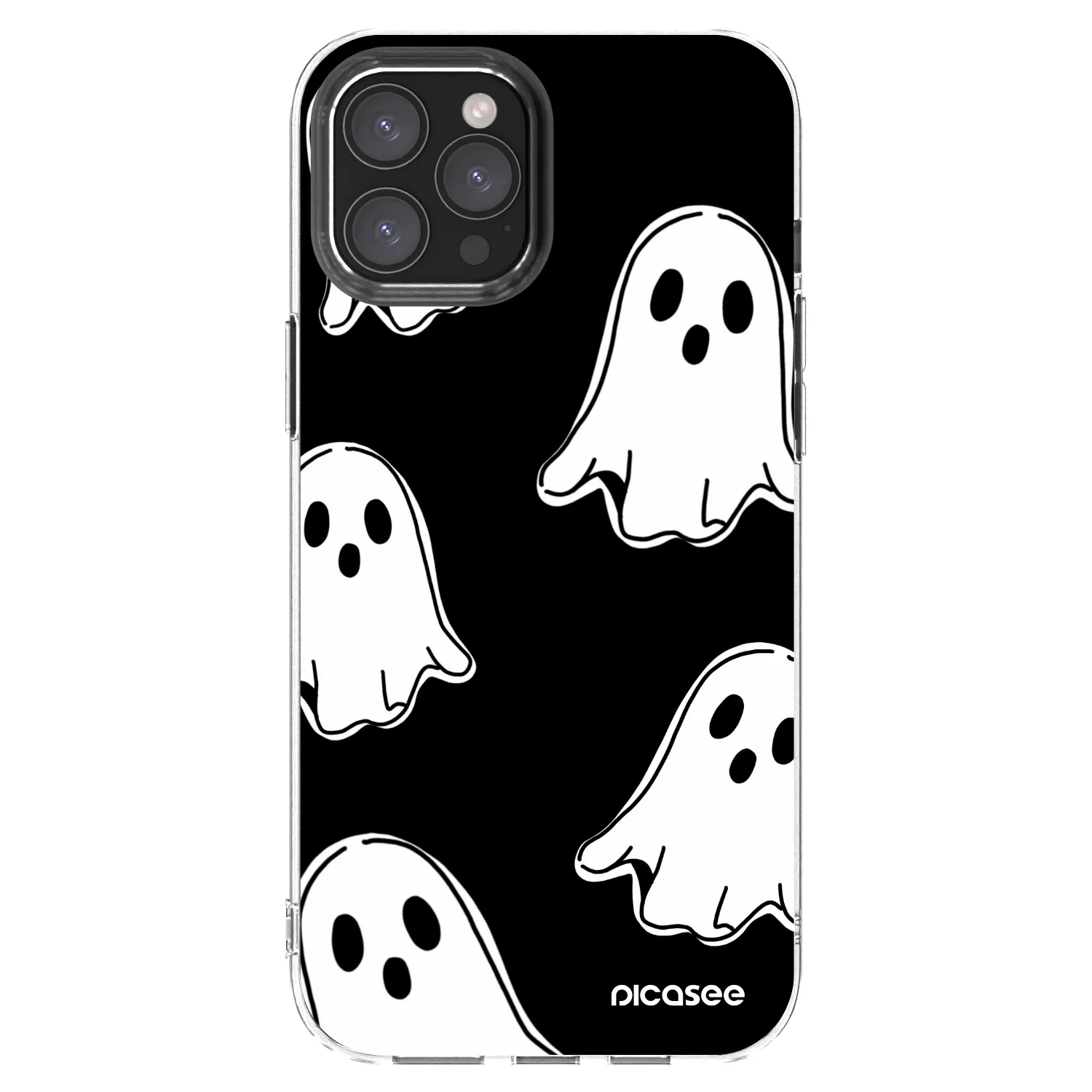 Picasee silikonski prozorni ovitek za Apple iPhone 12 Pro Max - Black ghosts