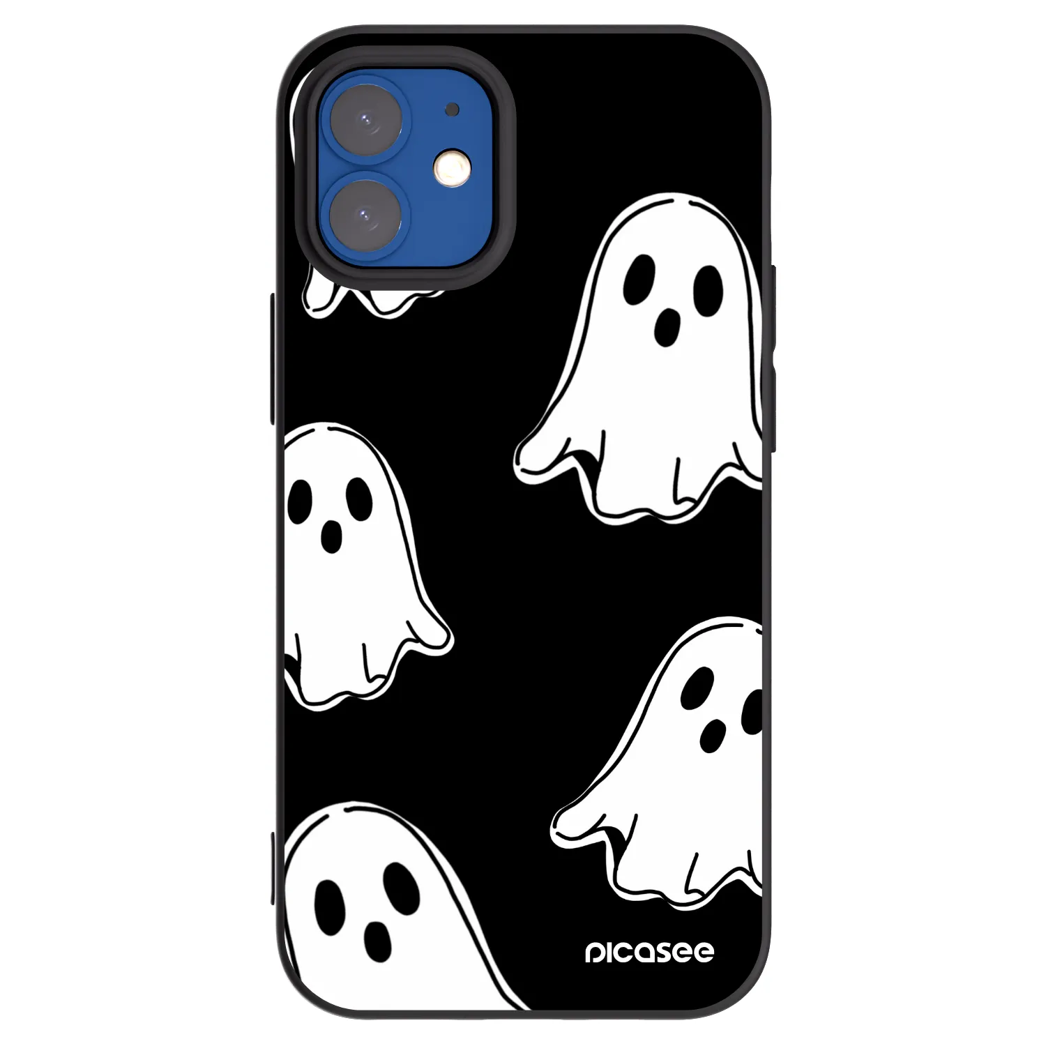Picasee silikonski črni ovitek za Apple iPhone 12 mini - Black ghosts