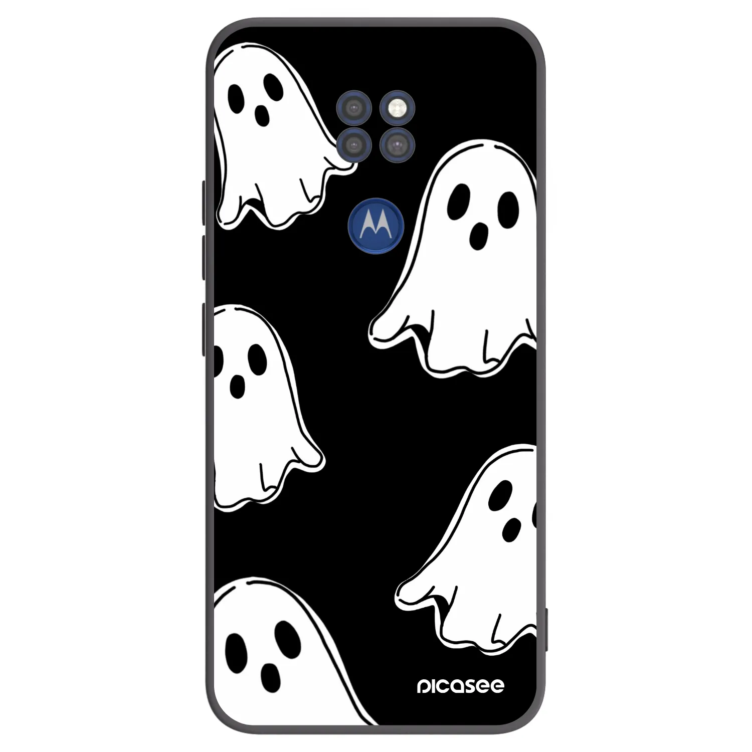 Picasee silikonski črni ovitek za Motorola Moto G9 Play - Black ghosts