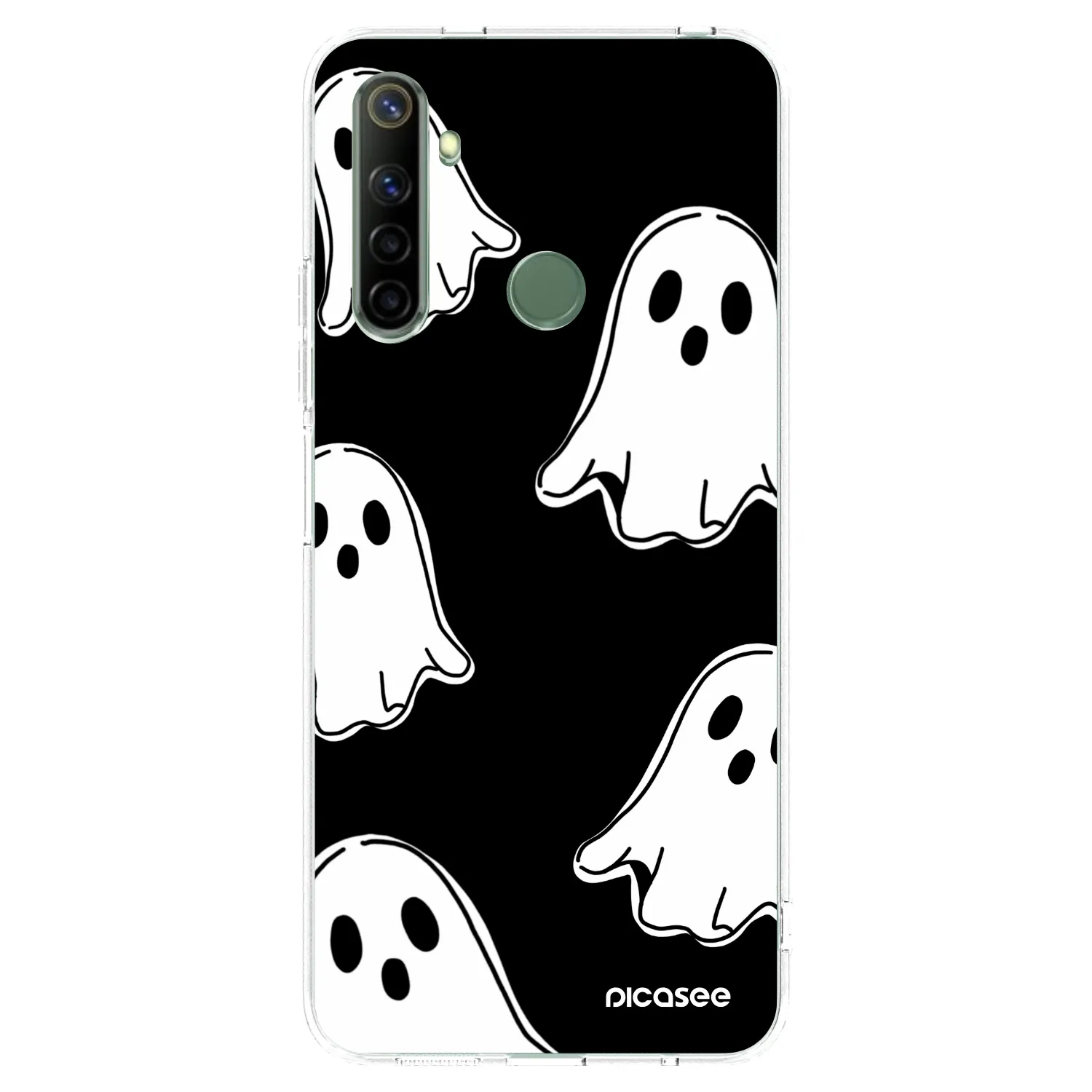 Picasee silikonski prozorni ovitek za Realme 6i - Black ghosts