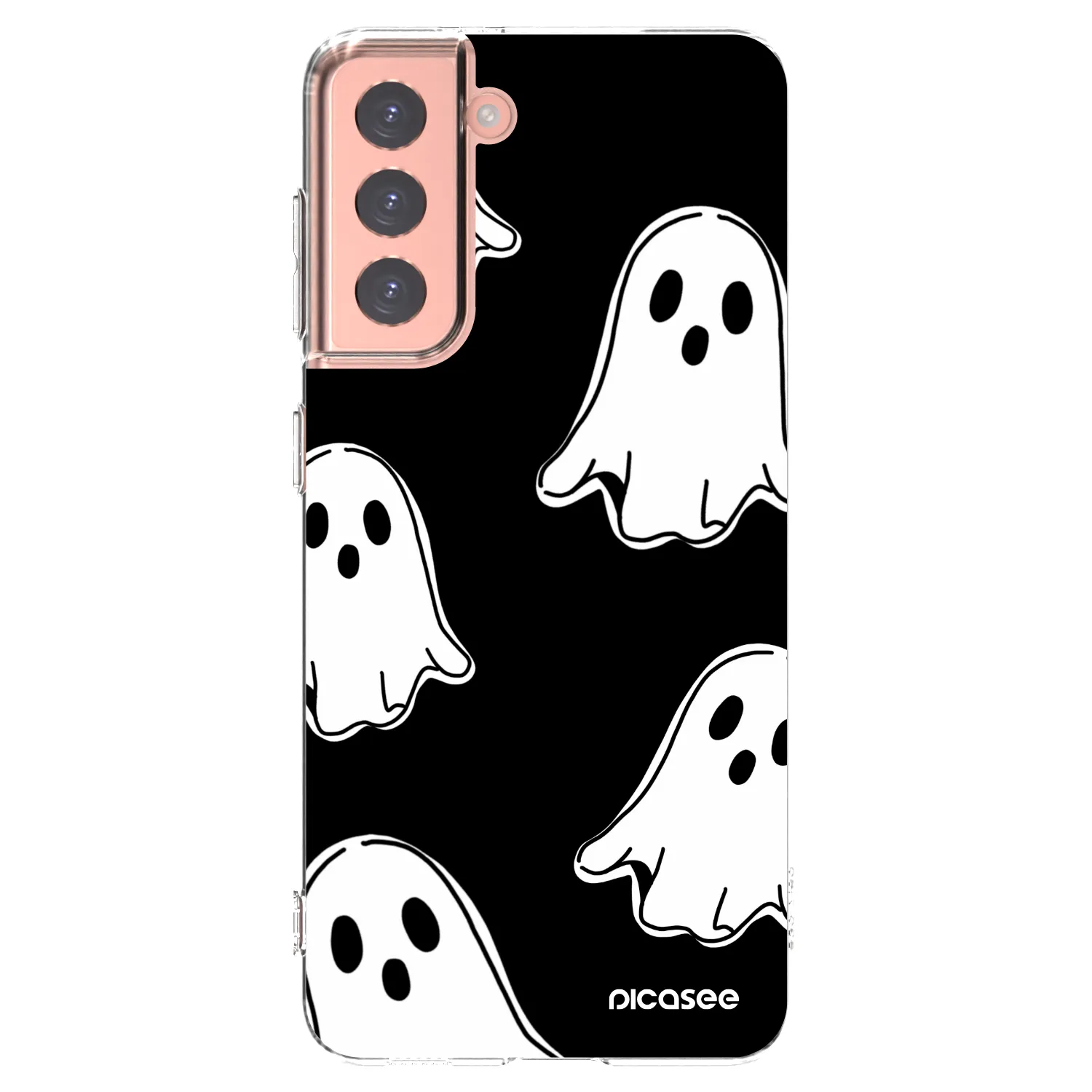 Picasee silikonski prozorni ovitek za Samsung Galaxy S21 5G G991B - Black ghosts