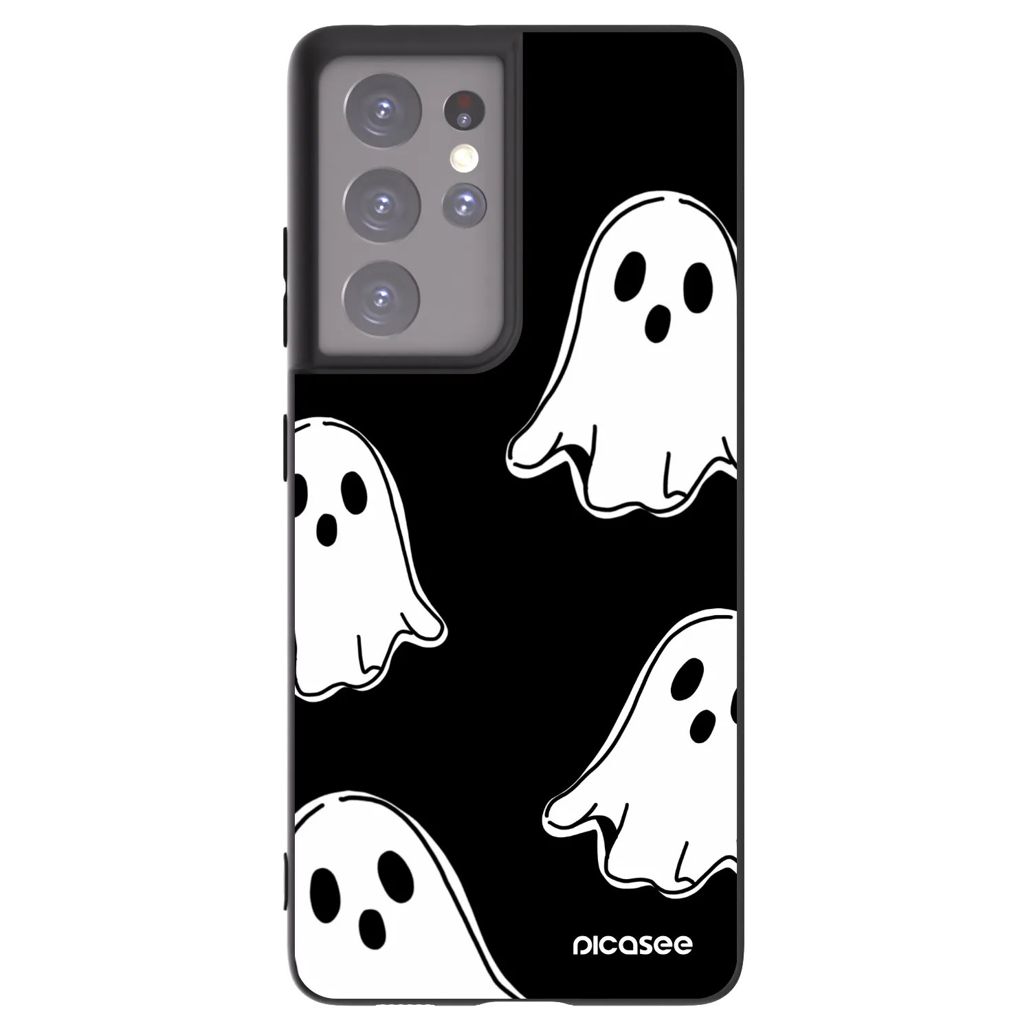 Picasee silikonski črni ovitek za Samsung Galaxy S21 Ultra 5G G998B - Black ghosts