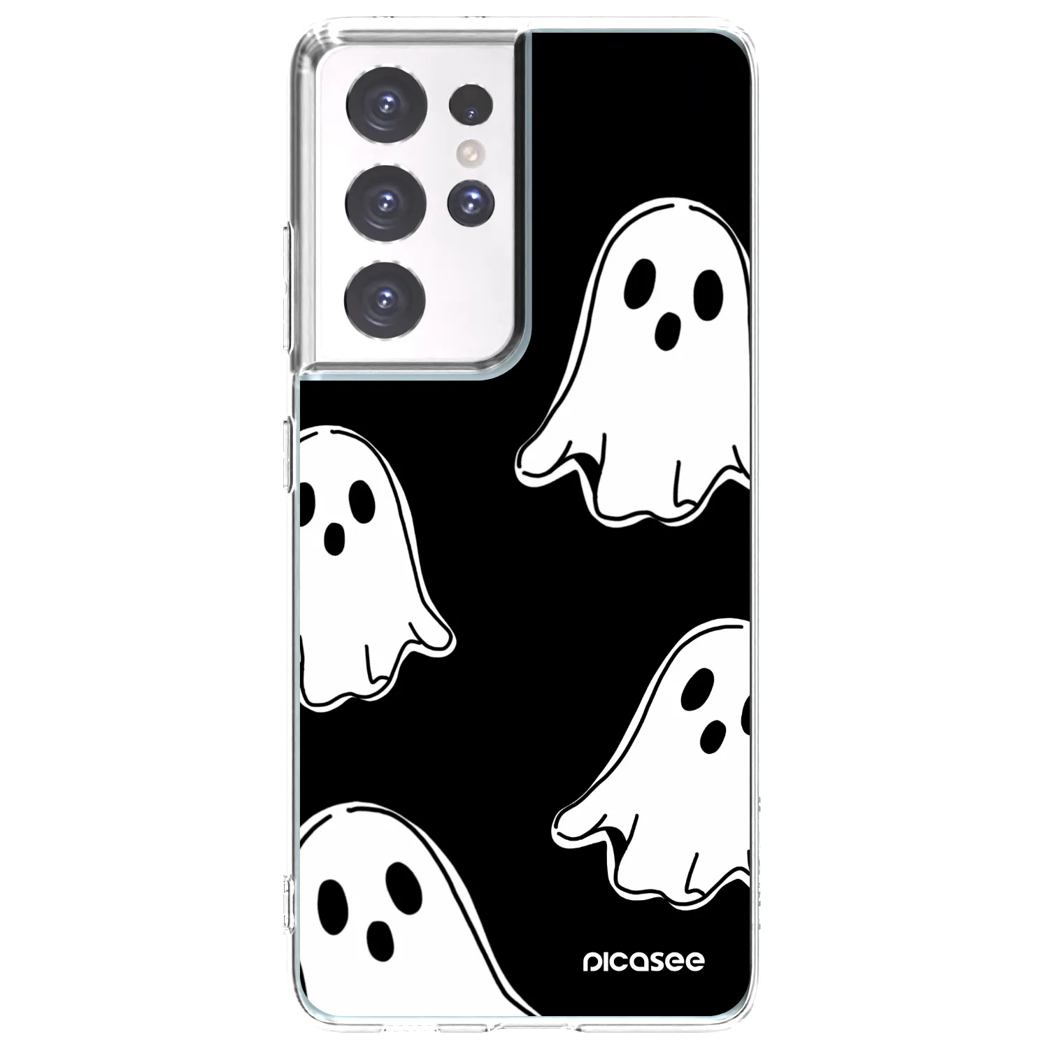 Picasee silikonski prozorni ovitek za Samsung Galaxy S21 Ultra 5G G998B - Black ghosts
