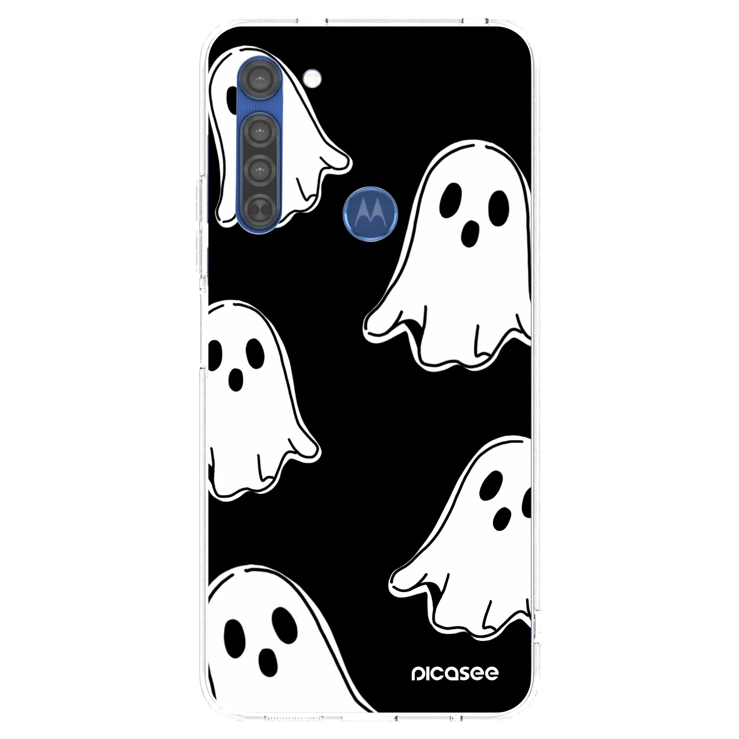 Picasee silikonski prozorni ovitek za Motorola Moto G8 - Black ghosts