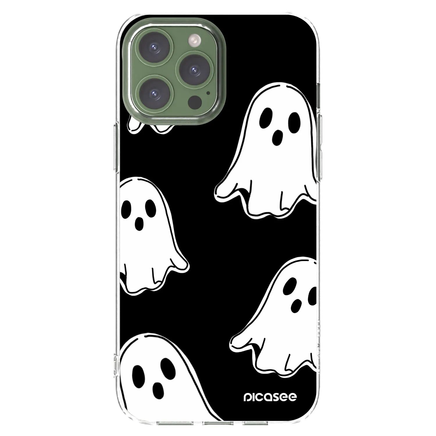 Picasee silikonski prozorni ovitek za Apple iPhone 13 Pro Max - Black ghosts
