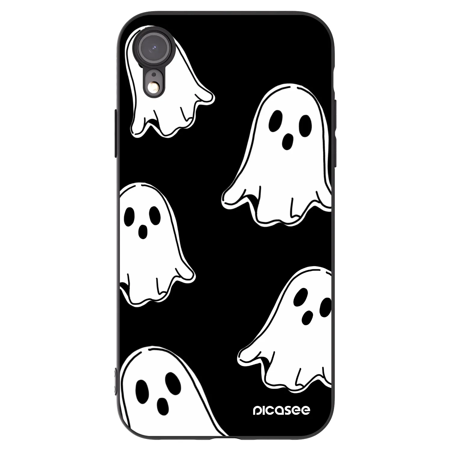 Picasee silikonski črni ovitek za Apple iPhone XR - Black ghosts