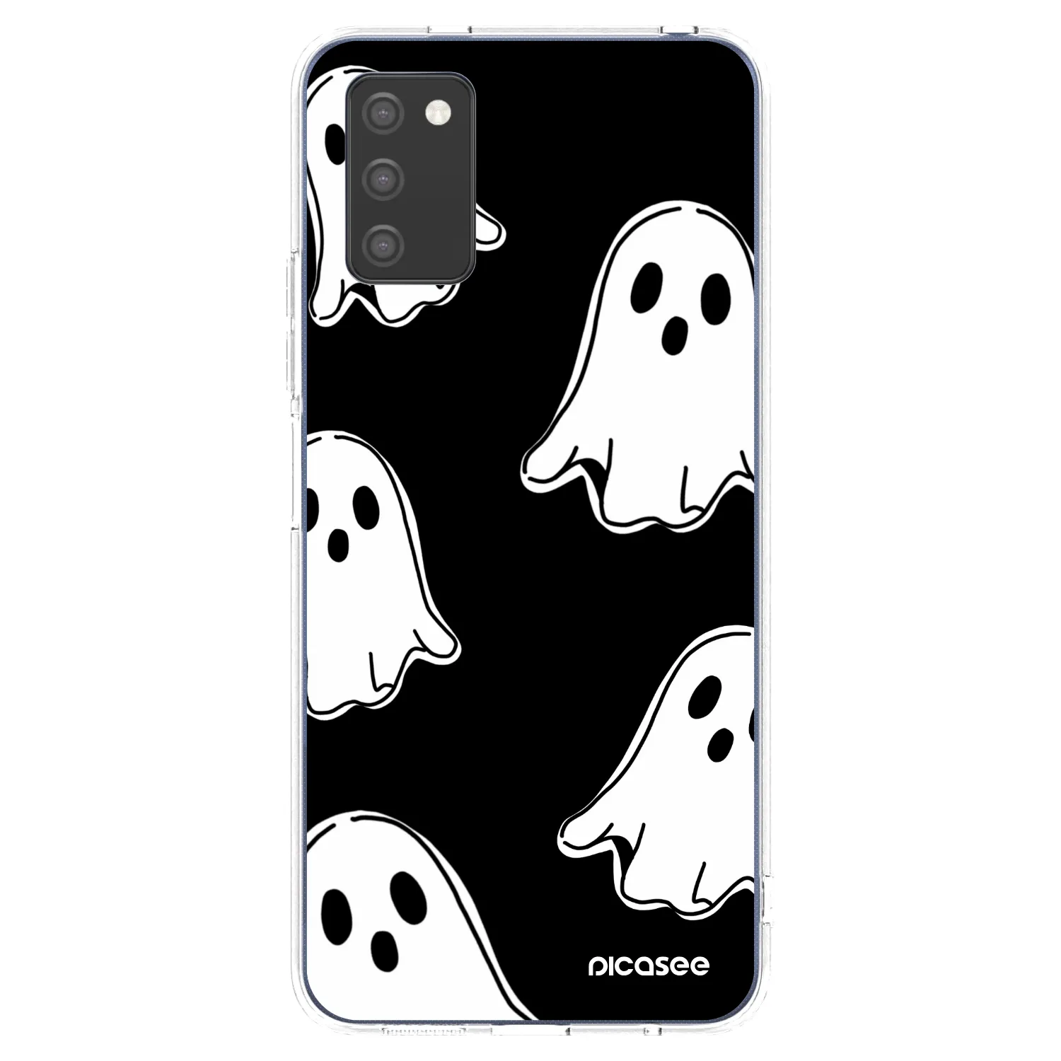 Picasee silikonski prozorni ovitek za Samsung Galaxy A02s A025G - Black ghosts