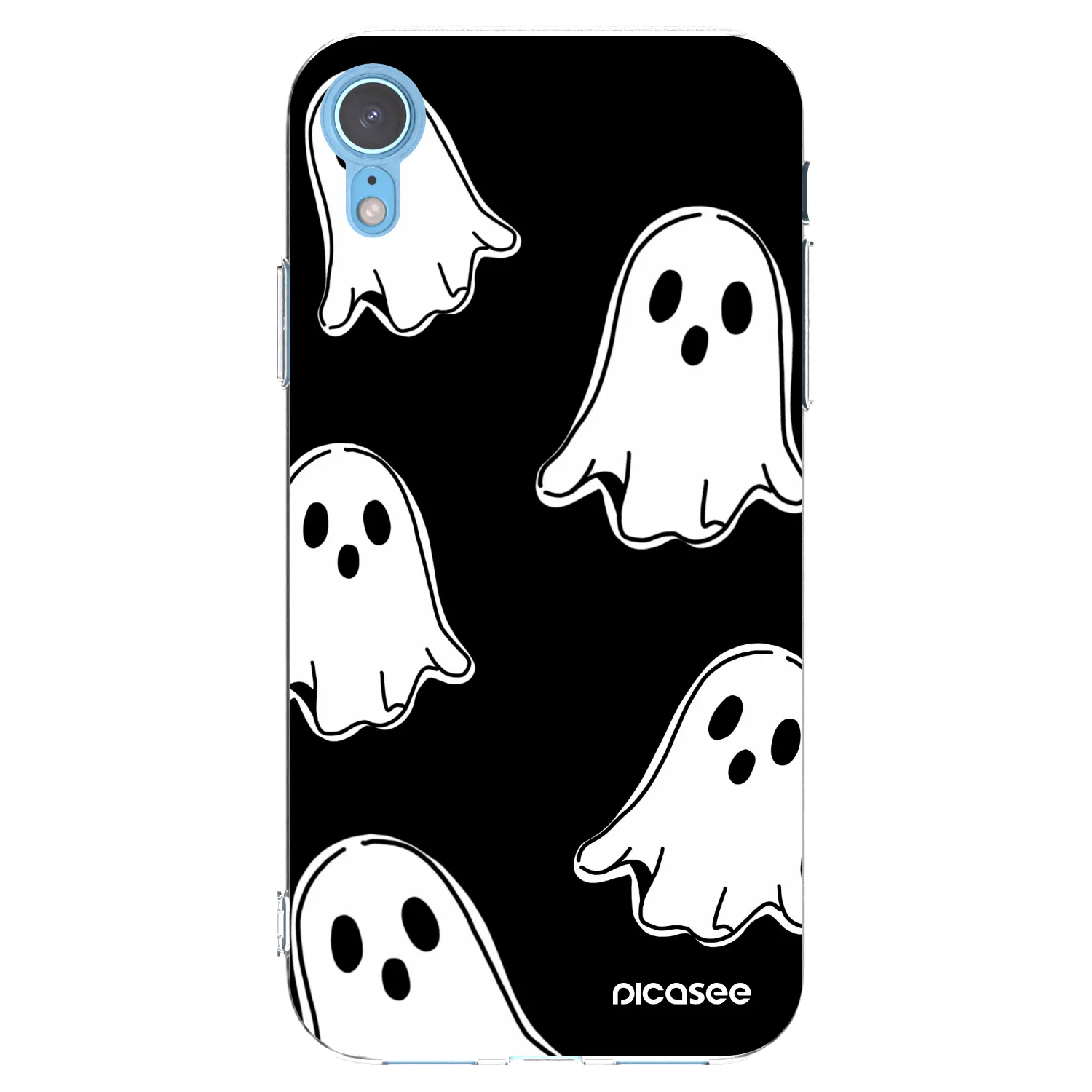 Picasee silikonski prozorni ovitek za Apple iPhone XR - Black ghosts