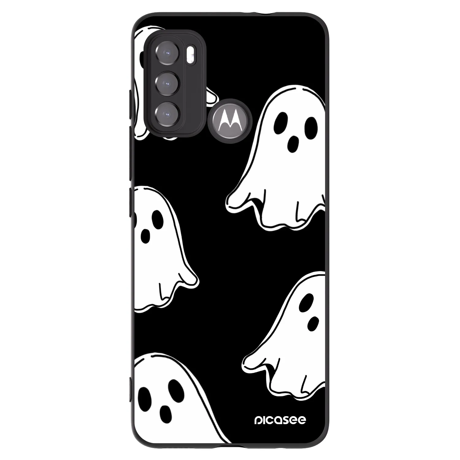Picasee silikonski črni ovitek za Motorola Moto G60 - Black ghosts