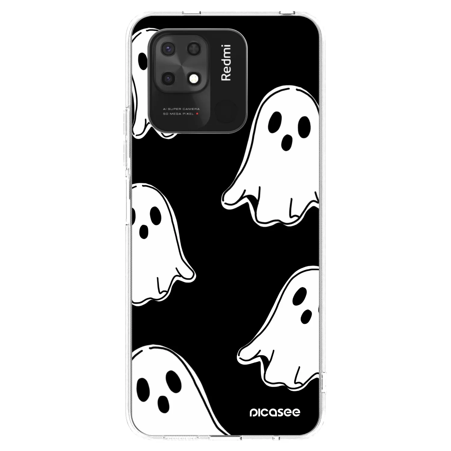 Picasee silikonski prozorni ovitek za Xiaomi Redmi 10C - Black ghosts