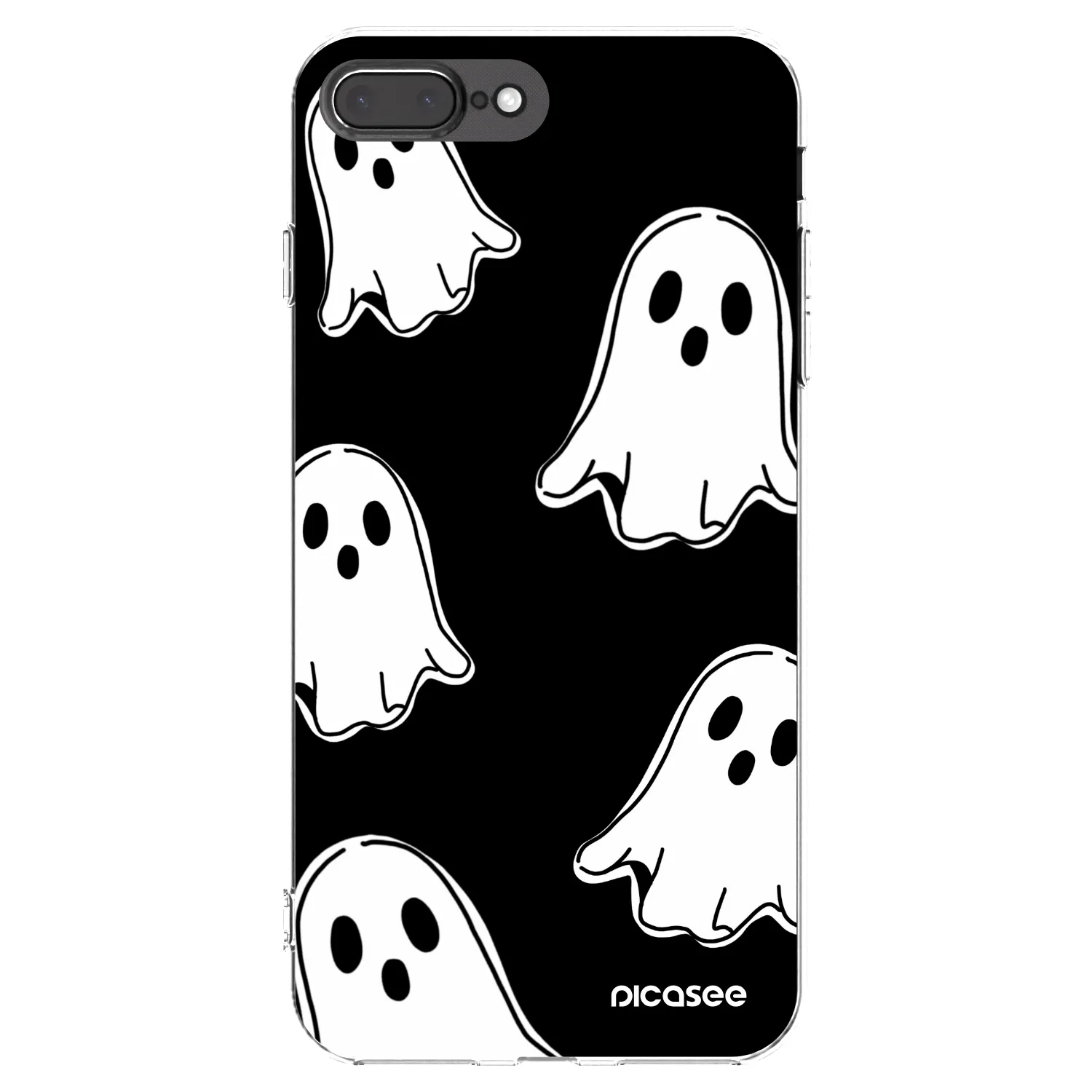 Picasee silikonski prozorni ovitek za Apple iPhone 8 Plus - Black ghosts