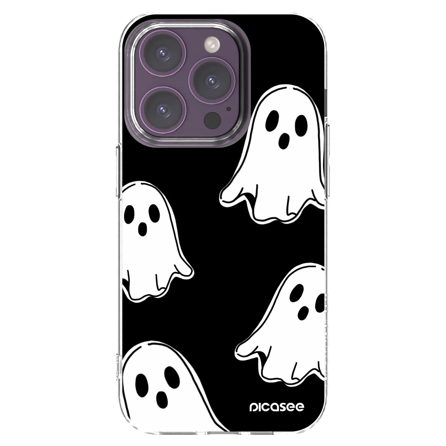 Picasee silikonski prozorni ovitek za Apple iPhone 14 Pro - Black ghosts