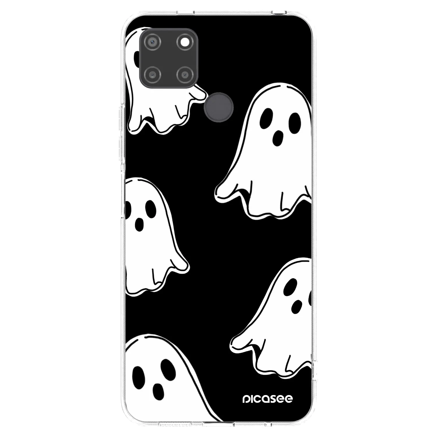 Picasee silikonski prozorni ovitek za Realme C21Y - Black ghosts