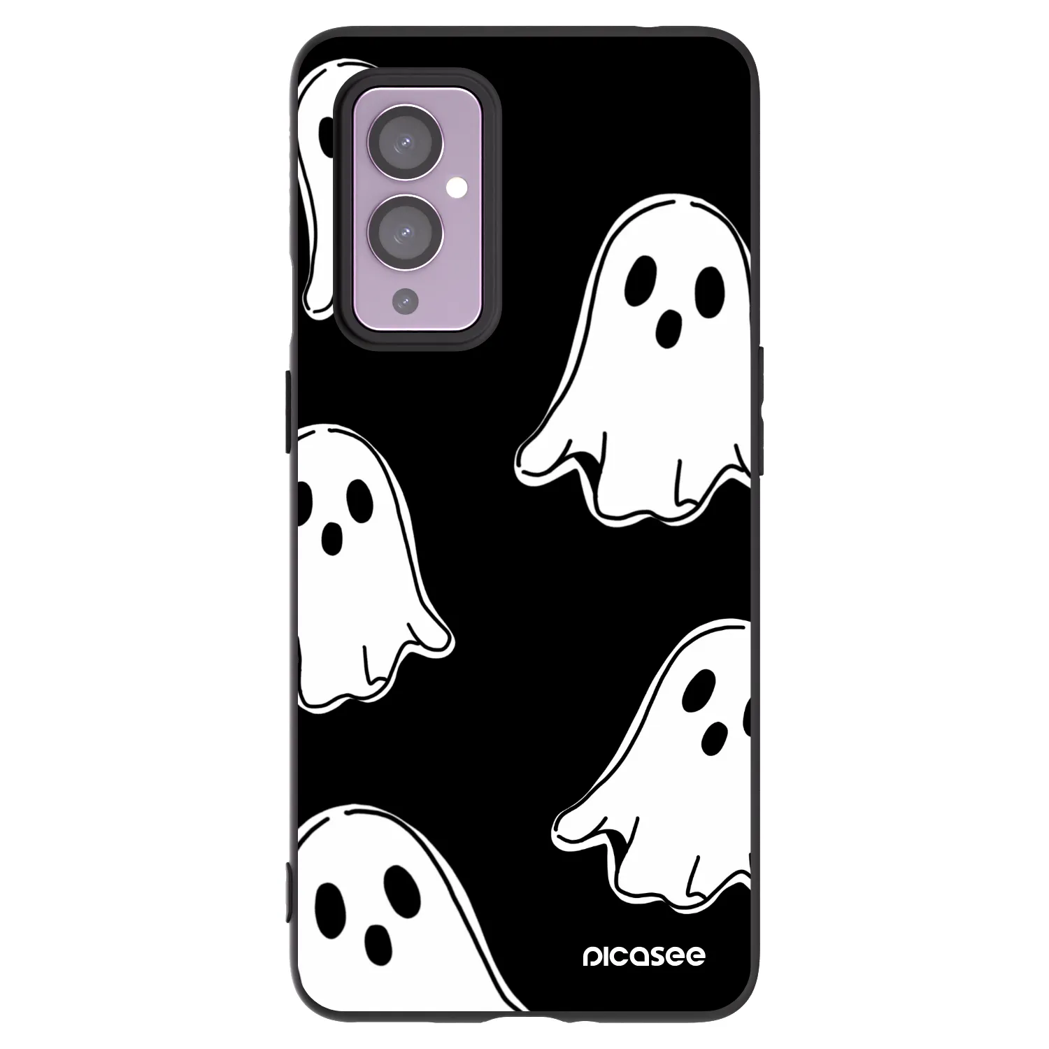 Picasee silikonski črni ovitek za OnePlus 9 - Black ghosts