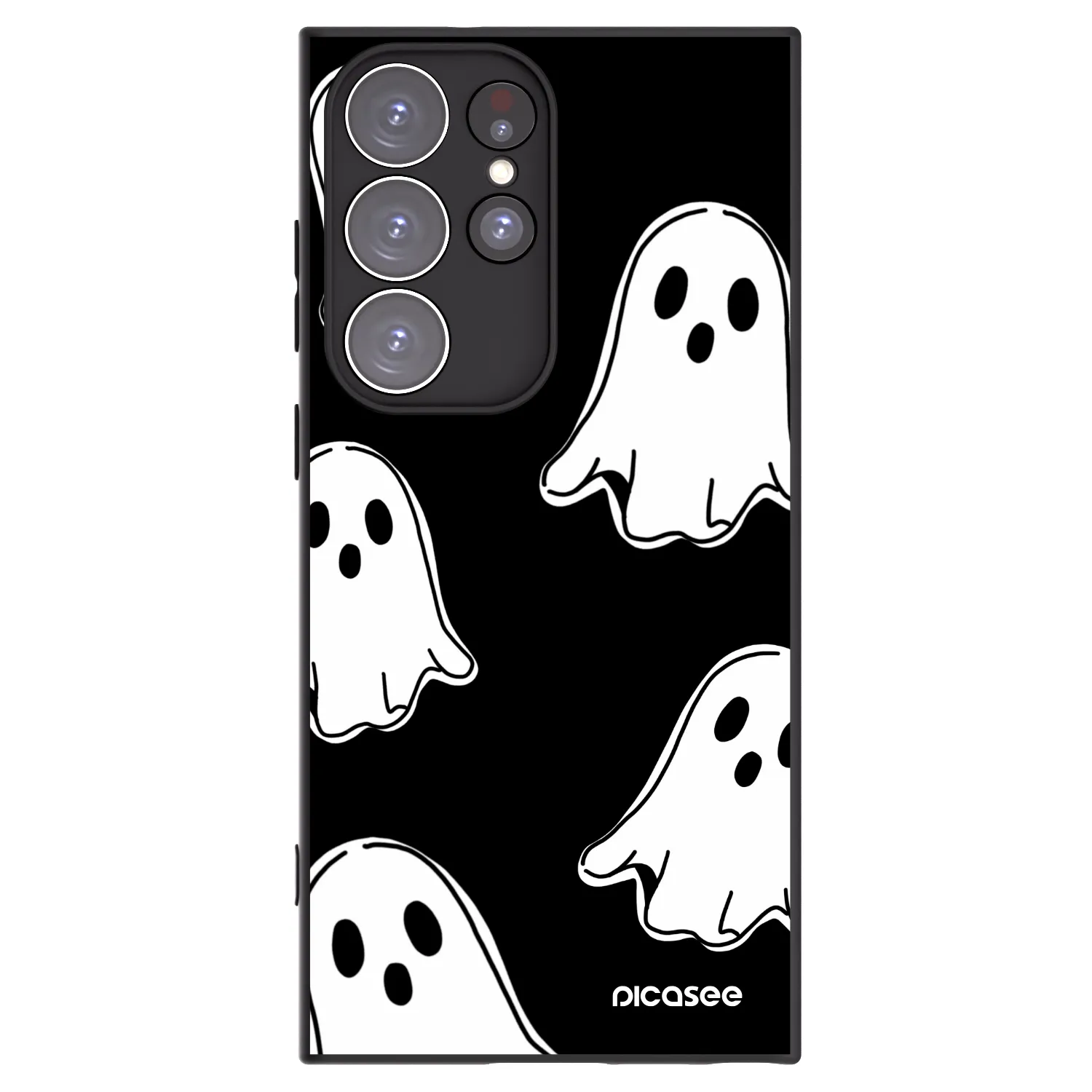 Picasee silikonski črni ovitek za Samsung Galaxy S23 Ultra 5G - Black ghosts