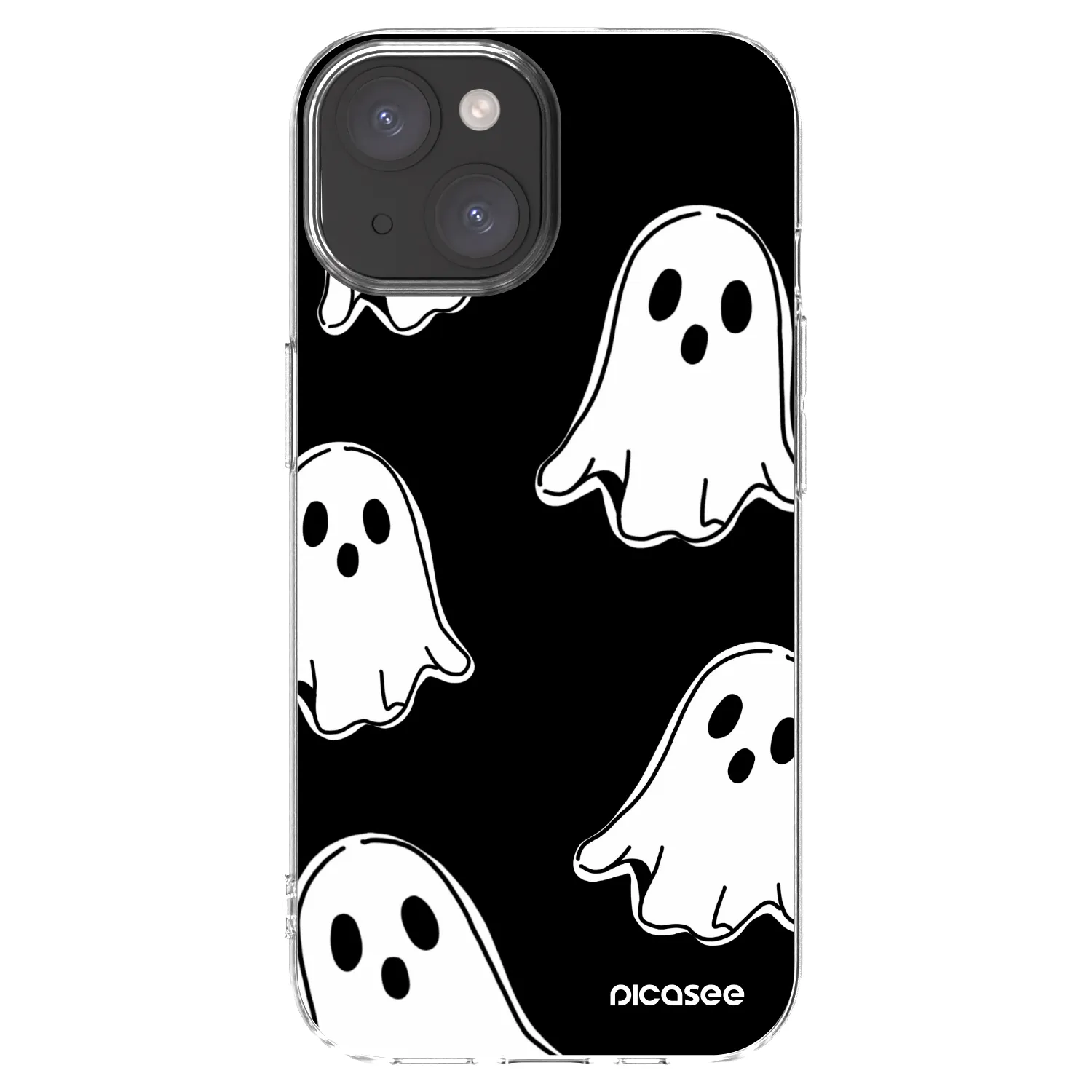 Picasee silikonski prozorni ovitek za Apple iPhone 15 - Black ghosts