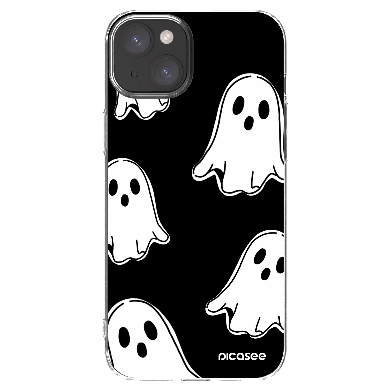 Picasee silikonski prozorni ovitek za Apple iPhone 15 Plus - Black ghosts